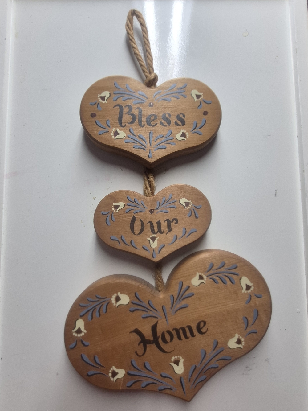 Bless Our Home Wooden Heart Wall Hanging - Brown